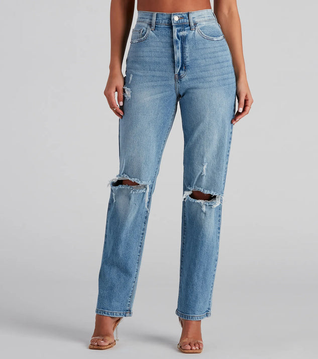 High-Rise Distressed Boyfriend Jeans | Windsor Stores