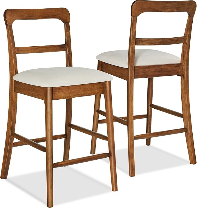 Best Choice Products Counter-Height Bar Stools, 26" Farmhouse Armless Solid Wood Stools w/Upholst... | Amazon (US)