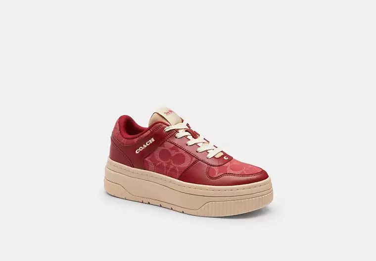 Coach Outlet Platform Sneaker In Signature Denim - Red, Size: 7 | Coach Outlet US
