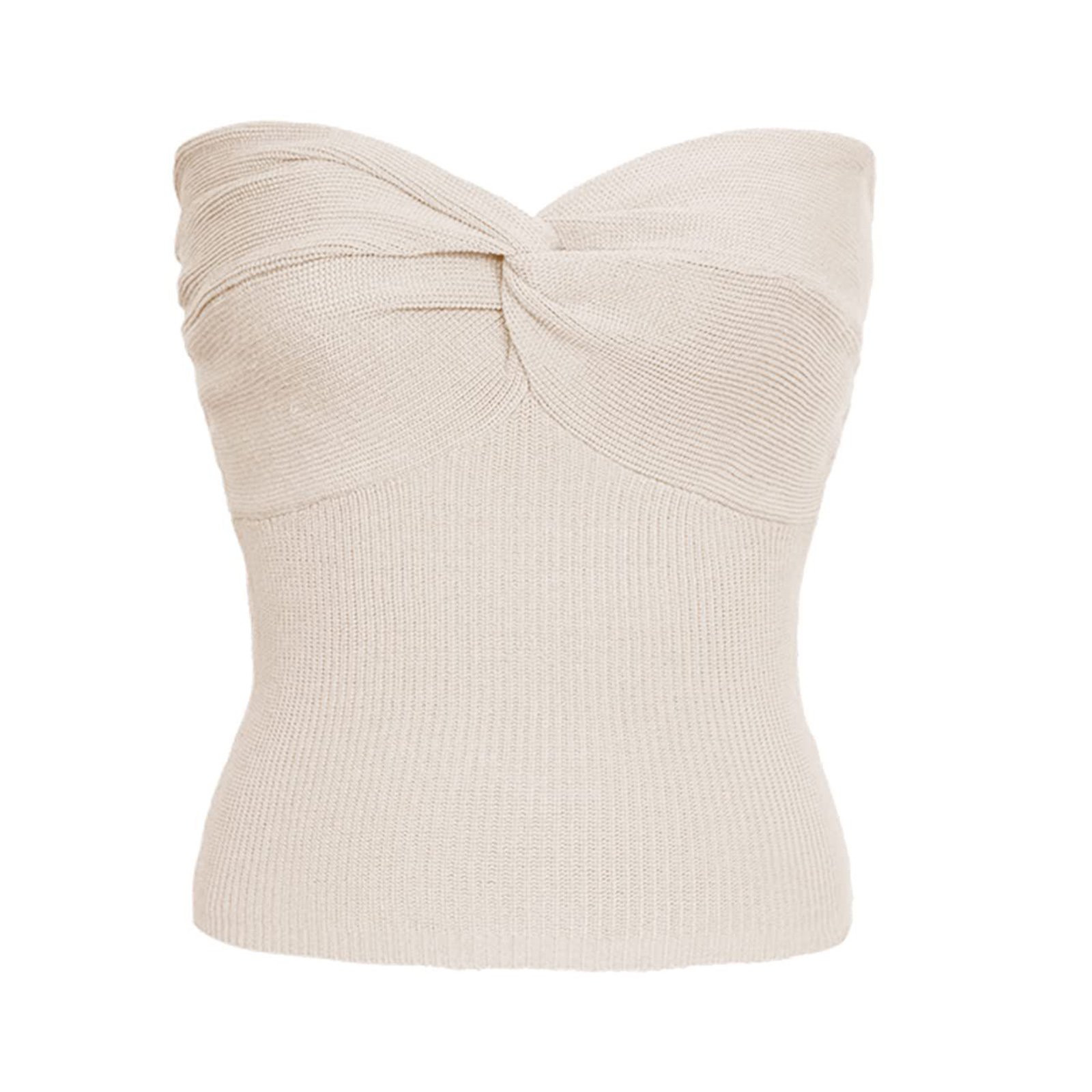 Women's Tube Top Summer Twisted Knot Front Knit Bandeau Strapless Ribbed Sleeveless Crop Tank Top... | Walmart (US)