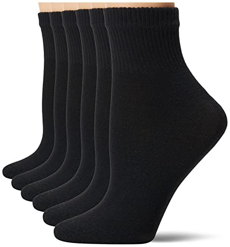 Hanes Ultimate Women's 6-Pack Ankle Socks, Black, 5-9 | Amazon (US)