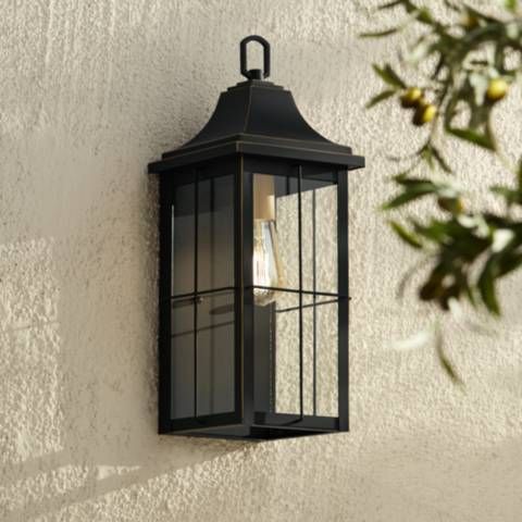 Sunderland 18 1/2" High Black Finish Steel Outdoor Wall Light - #93N63 | Lamps Plus | Lamps Plus