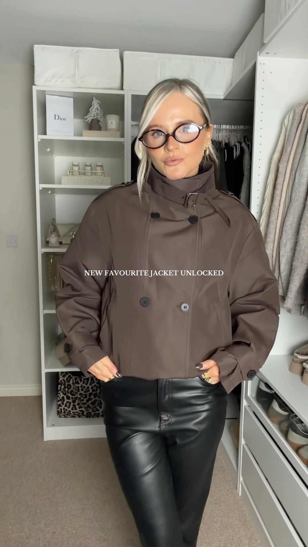 New favourite jacket unlocked 🤎

#winteroutfits #dailyoutfitinspo #everydayoutfits 

Cropped trench coat , leather look trousers , everyday outfit inspiration

#LTKdatenight #LTKuk #LTKwinter