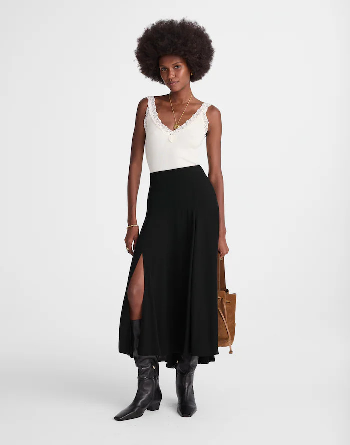 Circle Midi Skirt in Crêpe de Chine | Madewell