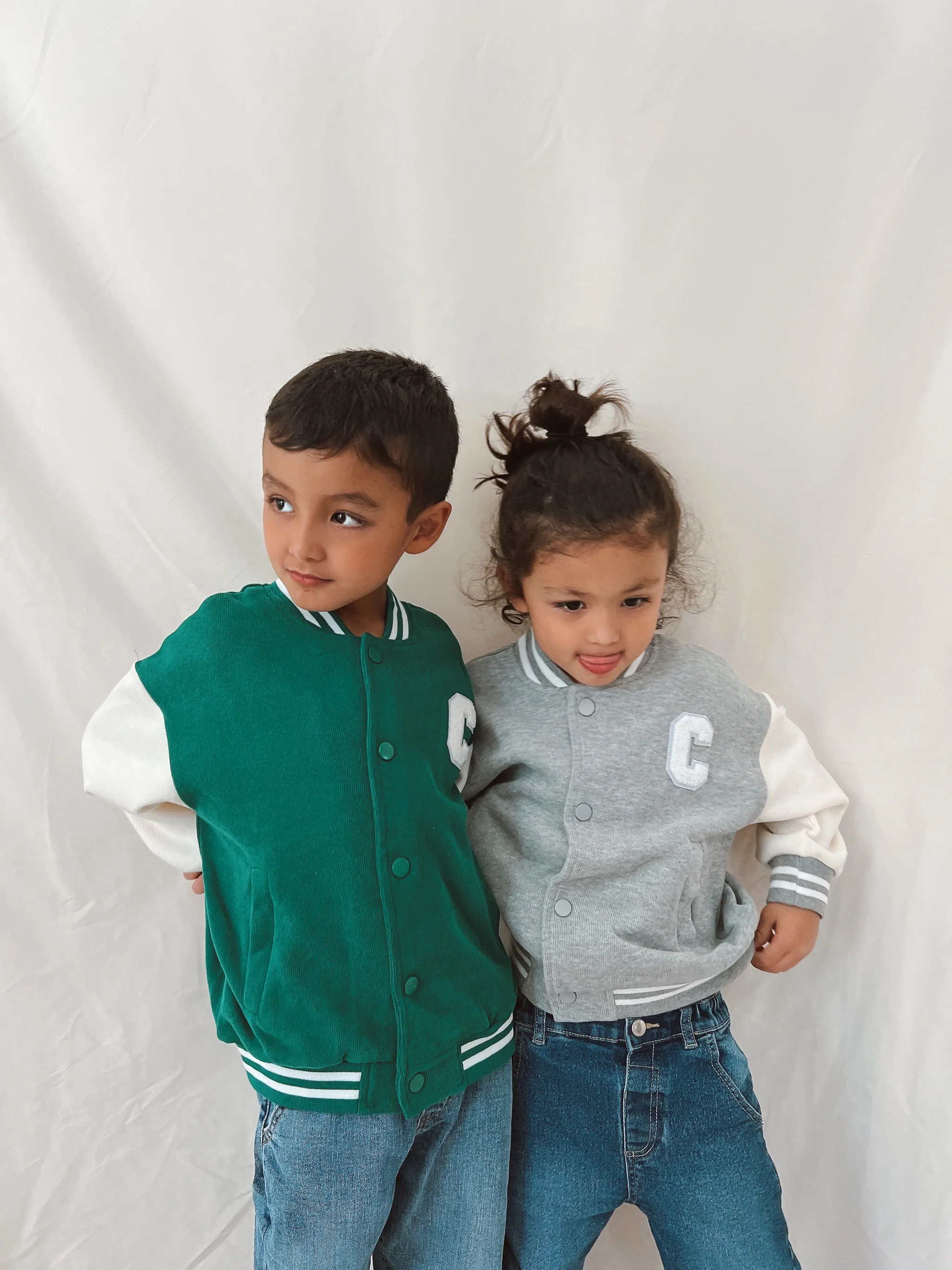 Charles Varsity Jacket Green | Sun Peony Coconut