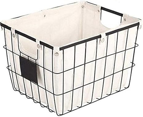 Better Homes and Gardens Small Black Wire Basket with Chalkboard Label & Ivory Lining | Amazon (US)