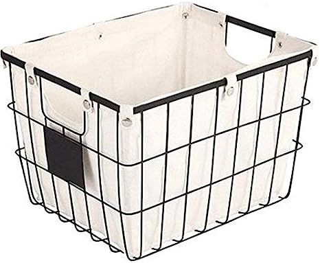 Better Homes and Gardens Small Black Wire Basket with Chalkboard Label & Ivory Lining | Amazon (US)