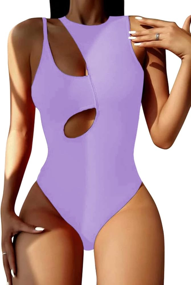 Hilinker Women's Cutout Swimsuit High Waisted Monikini One Piece Bathing Suit | Amazon (US)
