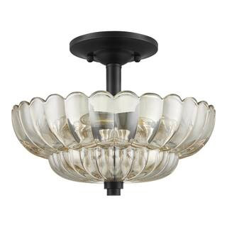 Home Decorators Collection Adaview 11.75 in. 3-Light Mottled Cocoa Semi-Flush Mount HD7889A - The... | The Home Depot