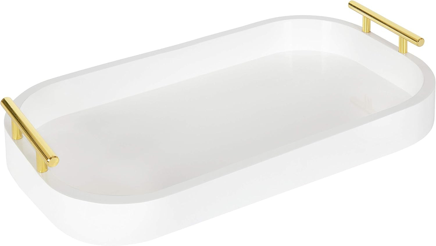 Kate and Laurel Lipton Glam Radius Rectangle Tray, 10" x 18", White and Gold, Decorative Accent w... | Amazon (US)