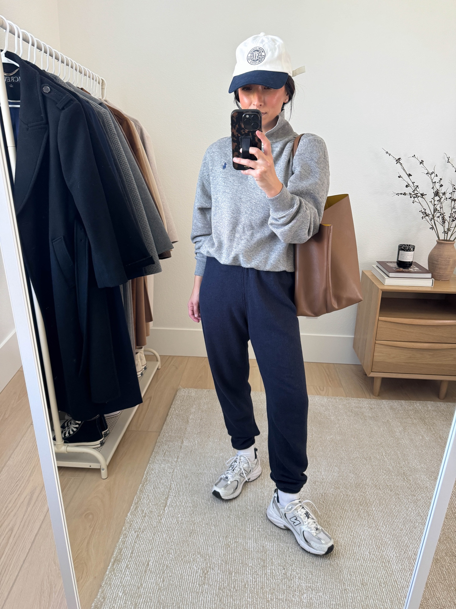 School drop off outfit ideas. Mom-life outfits. An elevated sweatshirt does wonders to an outfits. love this one from Polo. Huge fan of collars. Sweats are Jenni Kayne which are pricey, although this color is old. Pricey, but elevated. 

Polo sweatshirt small
Jenni Kayne sweats xs
New Balance 530's sneakers 4.5 mens
Mansur Gavriel tote
Gap hat

#LTKStyleTip #LTKSeasonal #LTKPetite