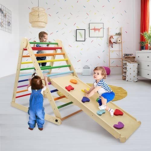 YOLEO Pikler Triangle Ramp Toddler, 3 in 1 Foldable Climbing Triangle with Thicker Ramp for Climb... | Amazon (US)
