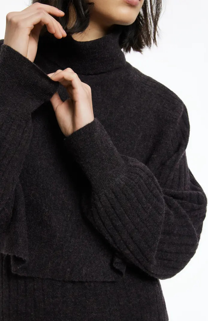 AllSaints Margot Rib Dress with Turtleneck Sweater | Nordstrom | Nordstrom