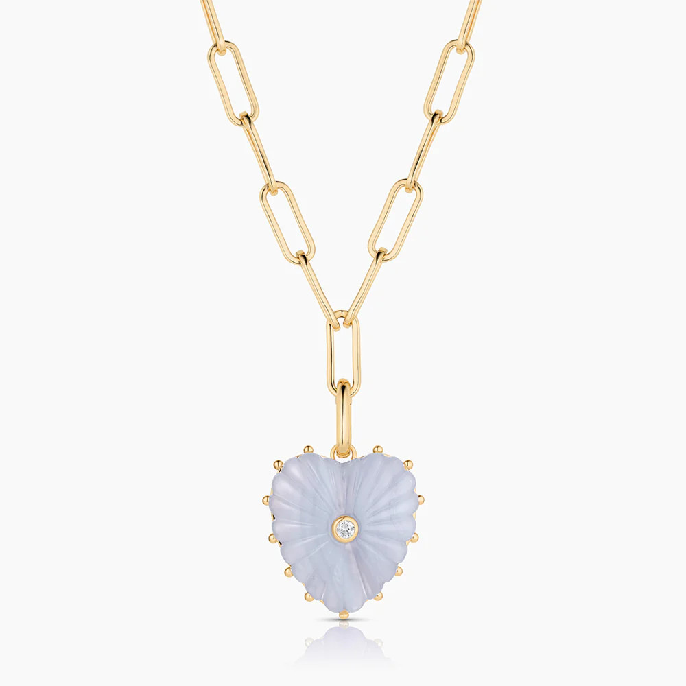 Malene Blue Lace Heart Clip Necklace | Thatch