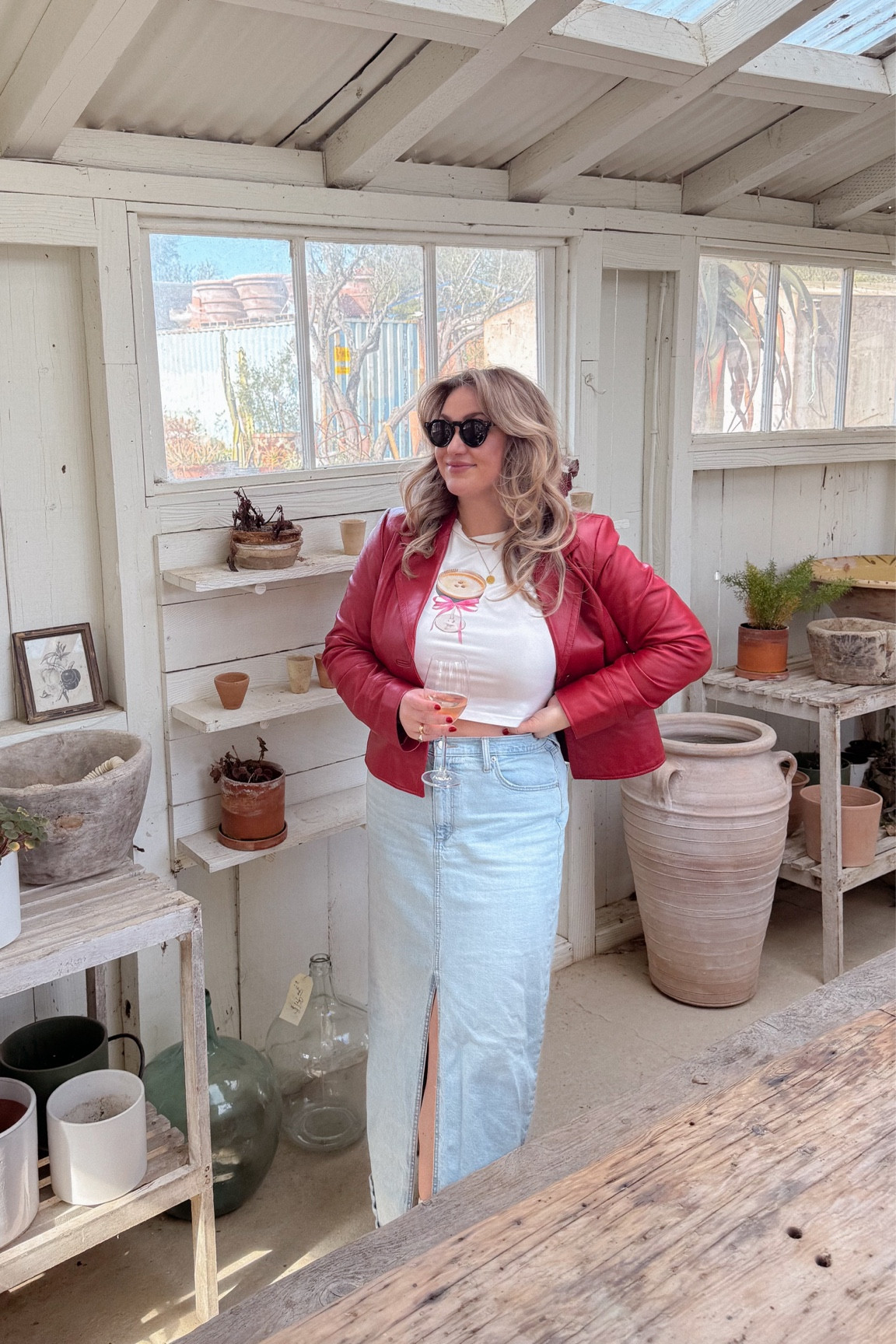 Denim skirt 🤝 leather jacket #midsizestyle #denimskirt #winterstyle 

#LTKMidsize #LTKStyleTip #LTKFindsUnder50