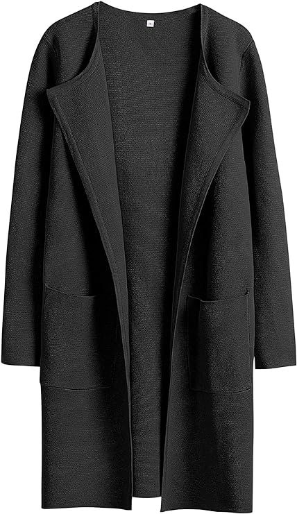 ANRABESS Women's Open Front Knit Cardigan Long Sleeve Lapel Casual Solid Classy Sweater Jacket | Amazon (US)
