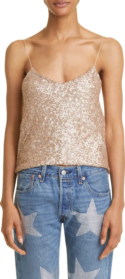 Collina Strada Meow Draped Back Sequin Top | Nordstrom | Nordstrom