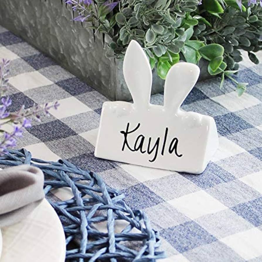 AuldHome Bunny Place Card Holders (6-Pack), Easter Spring Ceramic Reusable Write-On Wipe-Off Plac... | Amazon (US)