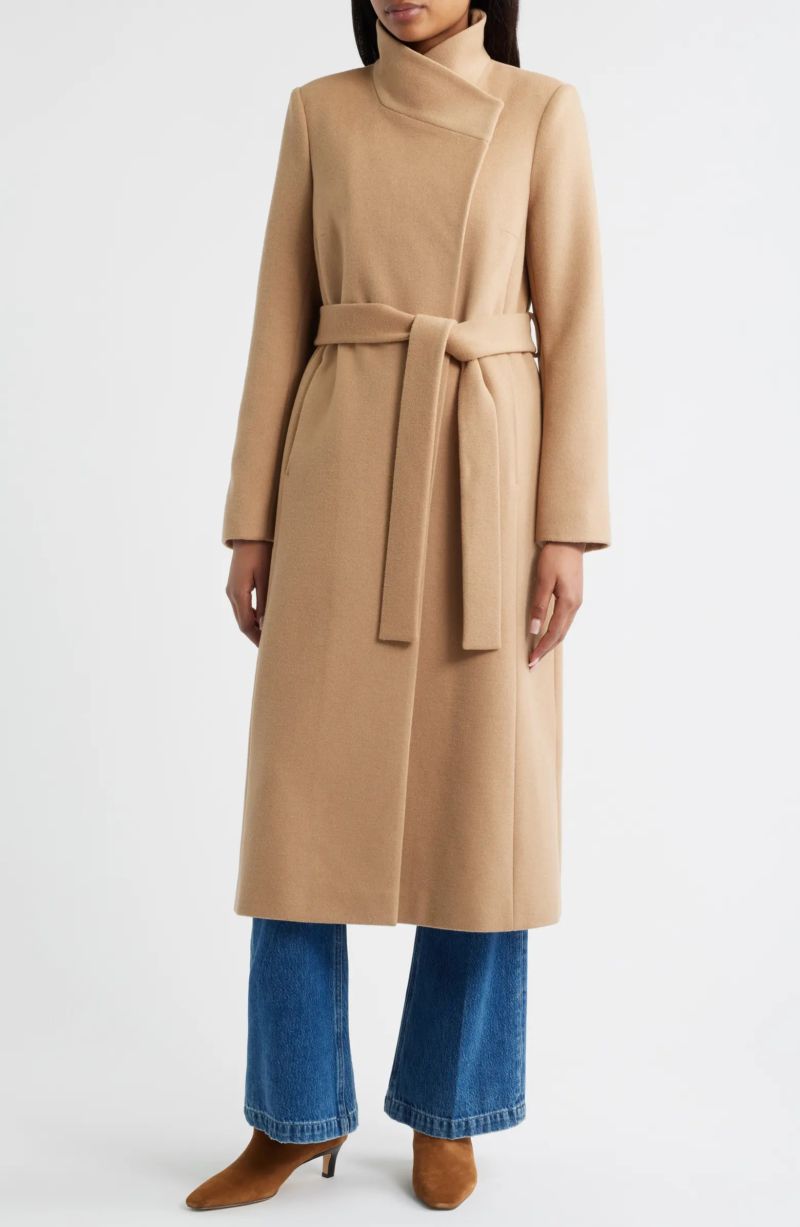 Sam Edelman Stand Collar Wrap Coat | Nordstrom | Nordstrom