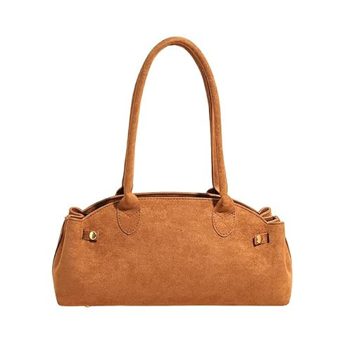 Lushandy Faux Suede Shouler Bag for Women Brown Purse 2025 Fall Trendy Tote Purse Bowler bag Top Handle Designer Hobo Handbag | Amazon (US)