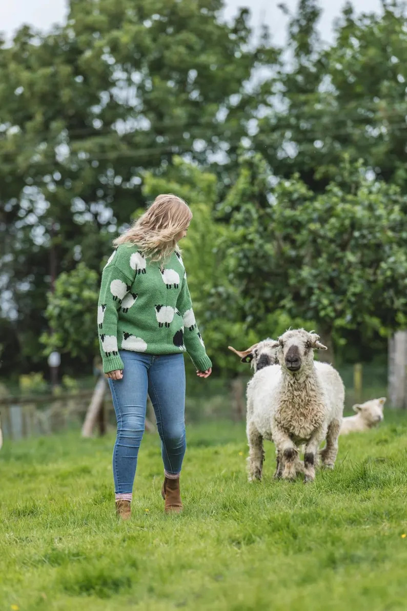 The Woolavington – Unisex Black Sheep Jumper in 100% British Wool (Dopamine Green) | Etsy (US)