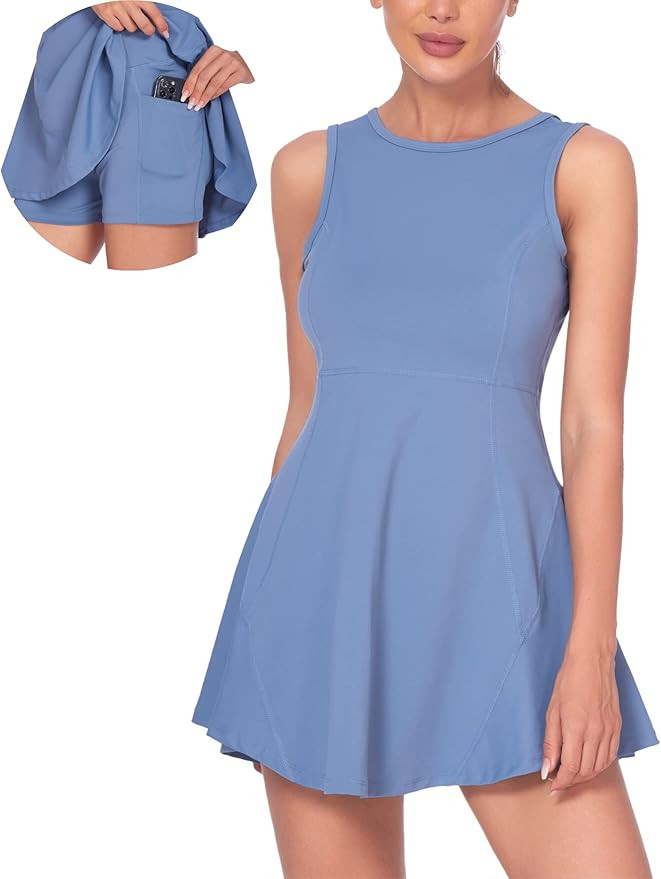 Heledok Womens Tennis Dress, Golf Dresses with Built in Shorts and Pockets Sleeveless for Athleti... | Amazon (US)