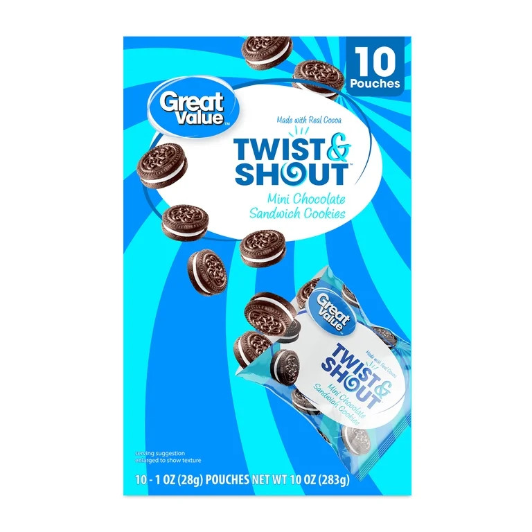 Great Value Twist & Shout Mini Chocolate Sandwich Cookies, 1 oz, 10 Count | Walmart (US)
