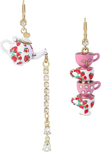 Betsey Johnson Womens Tea Party Mismatched Earrings Pink One Size | Amazon (US)