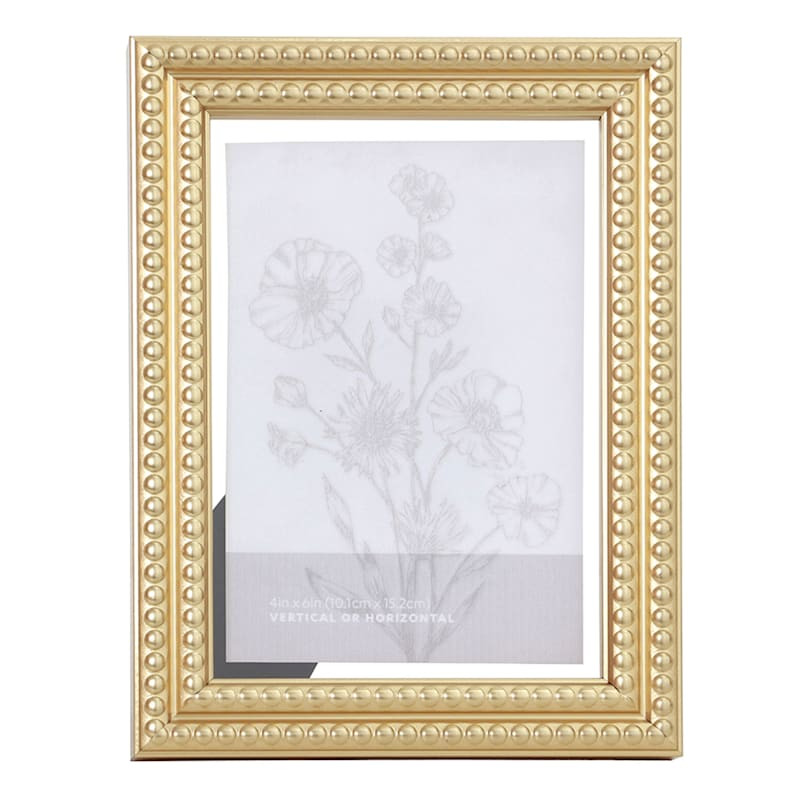Gold Beaded Tabletop Float Picture Frame, 5x7 | At Home