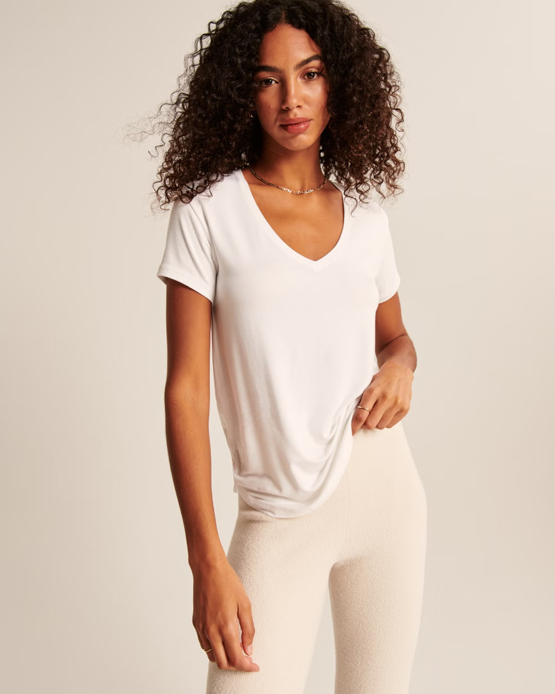 Women's Drapey V-Neck Legging Tee | Women's Tops | Abercrombie.com | Abercrombie & Fitch (US)