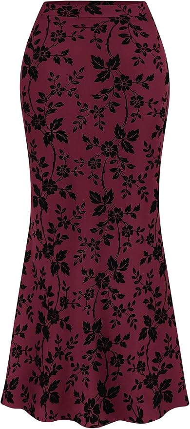 BTFBM Womens Floral Mesh Maxi Skirt Elastic High Waisted Boho Elegant Mermaid 2025 Summer Fall Lo... | Amazon (US)