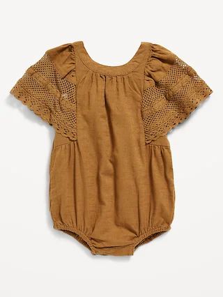 Flutter-Sleeve Crochet-Trim One-Piece for Baby | Old Navy (US)