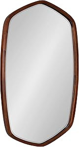 Kate and Laurel McLean Modern Wood Framed Oblong Hexagon Wall Mirror, 26 x 30, Walnut Brown, Deco... | Amazon (US)