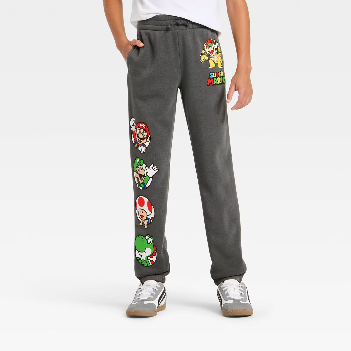 Boys' Super Mario and Luigi Fleece Jogger Pants - Charcoal Gray | Target