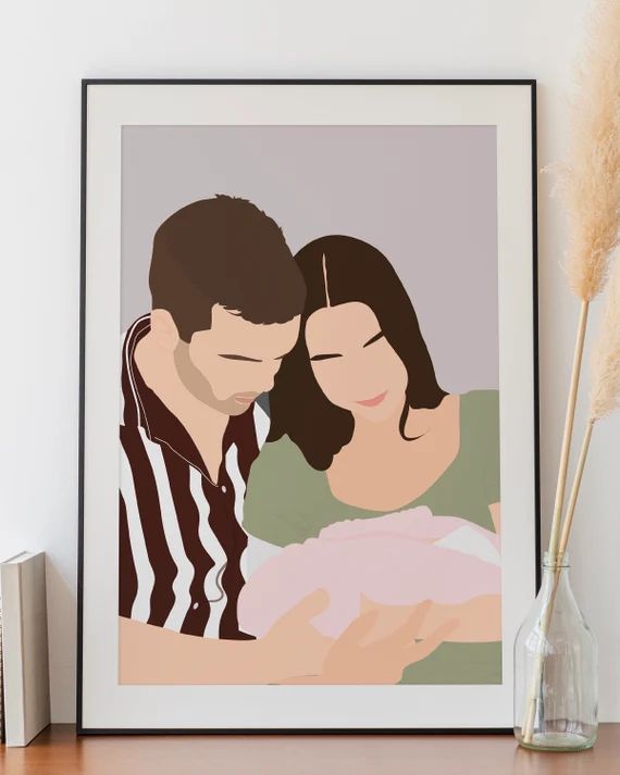 Custom Family Portrait | Digital Illustration | Personalised Gift | Gift for Partner | Boyfriend ... | Etsy (US)