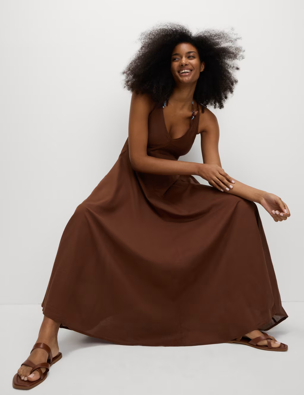 Pure Cotton Strappy V-Neck Midaxi Beach Dress | Marks & Spencer (UK)