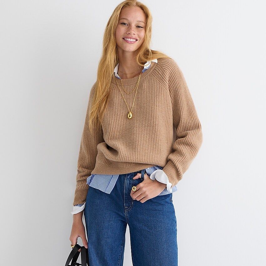 Ribbed cashmere oversized crewneck sweater | J.Crew US