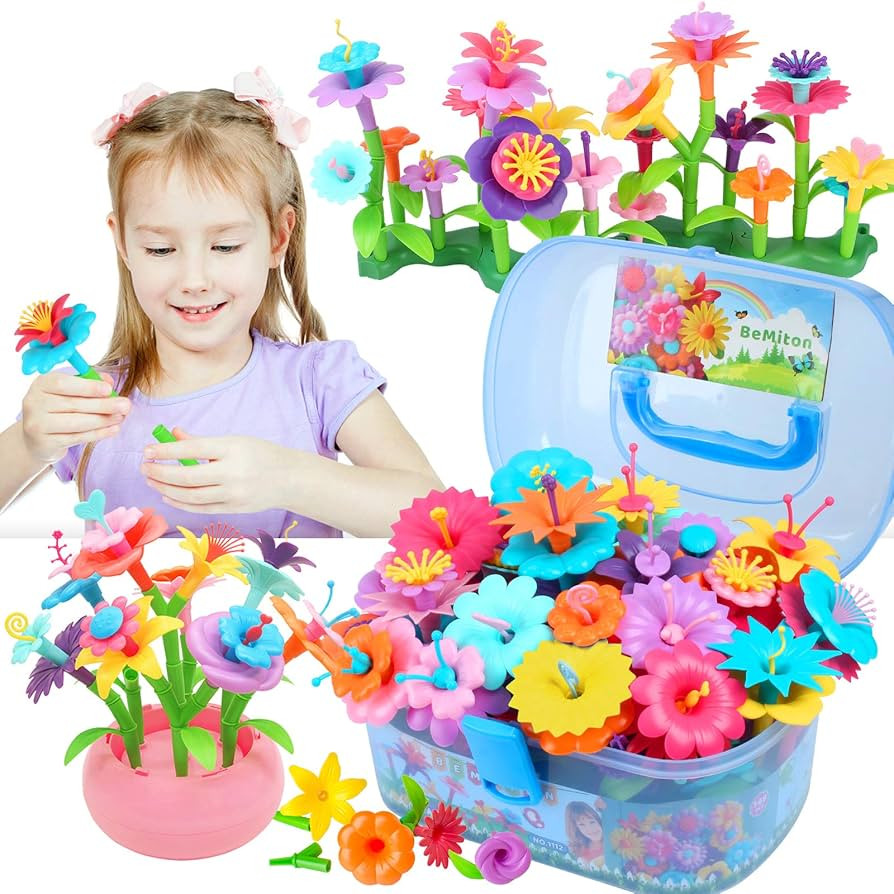 BEMITON Flower Building Toy Set for Girls, Best Birthday Gifts for 3 4 5 6 7 Year Old Kids, Arts ... | Amazon (US)