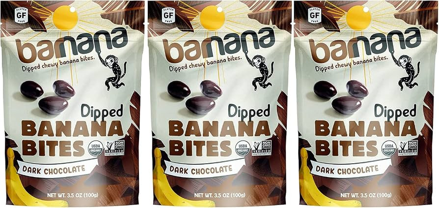 Barnana Organic Dark Chocolate Dipped Chewy Banana Bites, 3.5 Ounce Bag (Pack of 3) | Amazon (US)