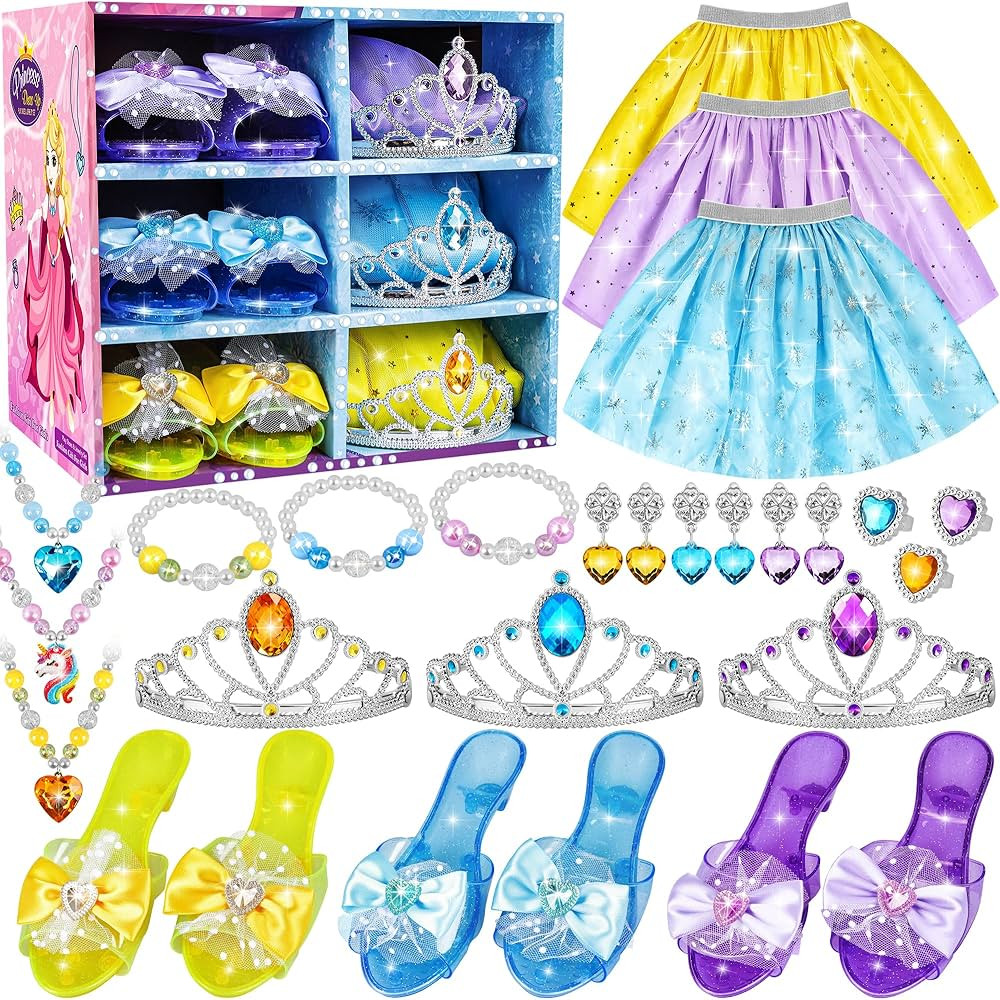 Princess Jewelry Boutique Dress Up & Elegant Shoe, Role Play Fashion Accessories of Crowns, Skirt... | Amazon (US)