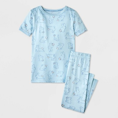 Toddler 2pc Easter Bunnies Short Sleeve Smooth Jersey Snug Fit Pajama Set - Cat & Jack™ Blue 5T | Target