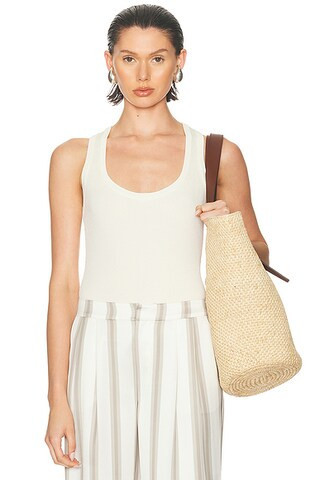 Matteau Ribbed Tank Top in Ecru - White. Size 2 (also in 3, 4). | FWRD 