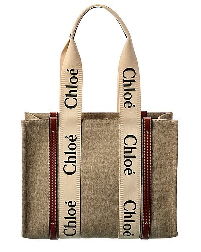 Woody Medium Canvas & Leather Tote | Gilt