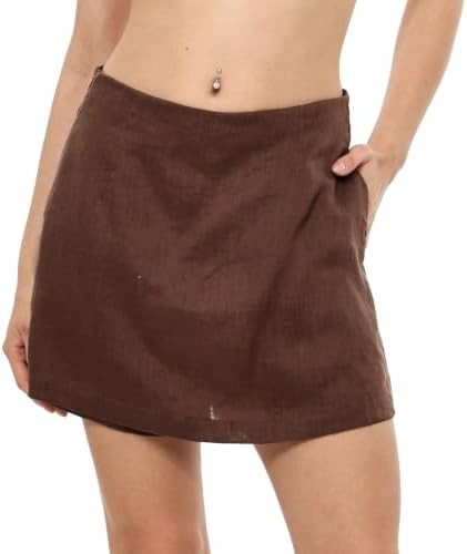 Amazhiyu Womens 100% Linen Skorts Wide Leg Shorts | Amazon (US)