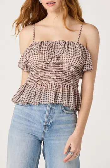 ASTR the Label Carmelitha Ditsy Floral Gingham Ruffle Trim Peplum Top | Nordstrom | Nordstrom