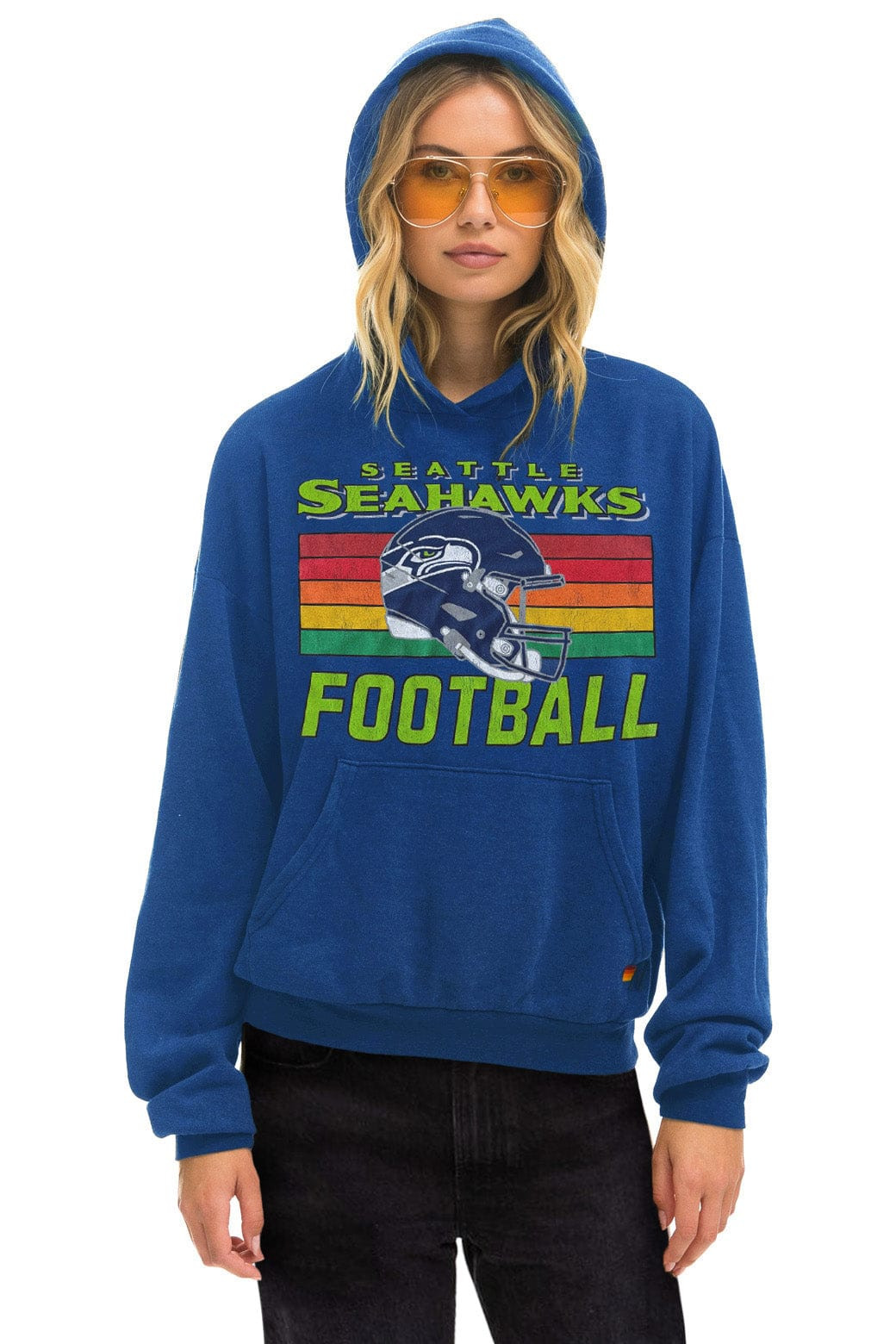 SEATTLE SEAHAWKS HELMET RELAXED PULLOVER HOODIE - ROYAL | Aviator Nation