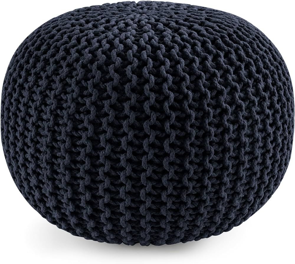 Pouf Ottoman - Hand Knitted Ottoman Pouf, Round Pouf Ottoman Foot Rest for Couch, 100% Cotton Bra... | Amazon (CA)