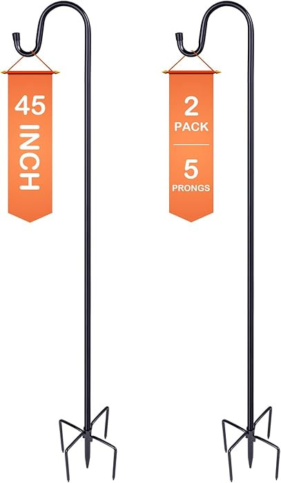 Ottsuls Bird Feeder Pole, 45 INCH Heavy Duty Shepherds Hooks for Outdoor with 5 Prong Base, Adjus... | Amazon (US)