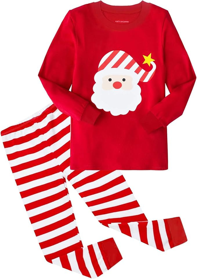 HYCLES Christmas Pajamas for Kids Girls Holiday Long Sleeve Sleepwear Santa Cotton Pajamas Sets f... | Amazon (US)