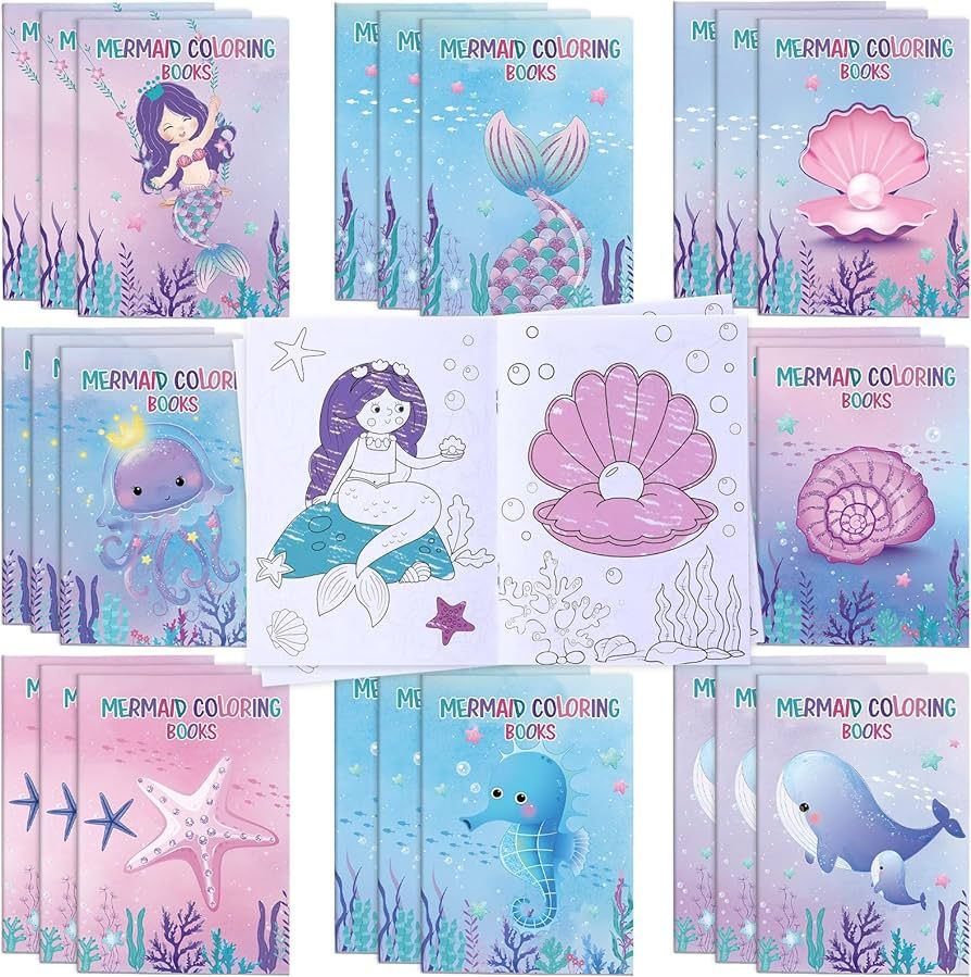 24 Pcs Mermaid Coloring Books for Kids in Bulk Mermaid Party Favors Mermaid Theme Activity Books ... | Amazon (US)